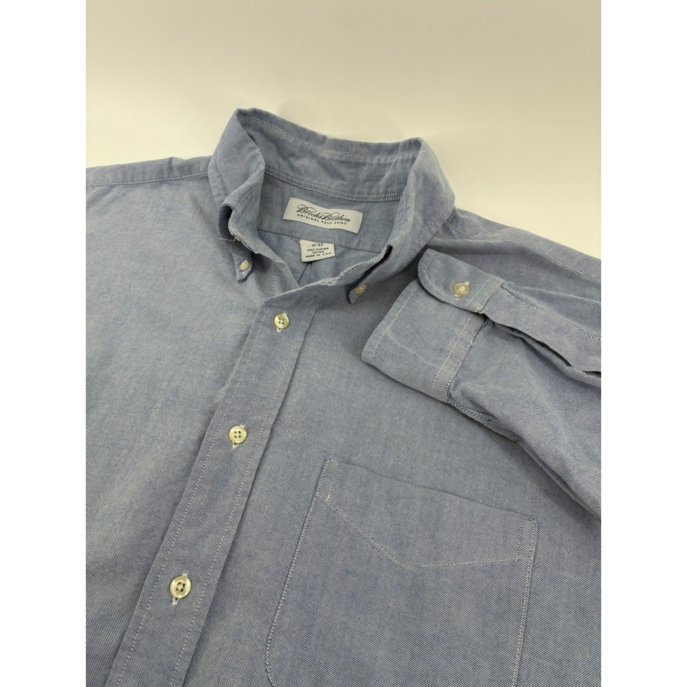 VNTG Brooks Brothers Oxford Shirt 17-33 Blue Supima Cotton Made in USA